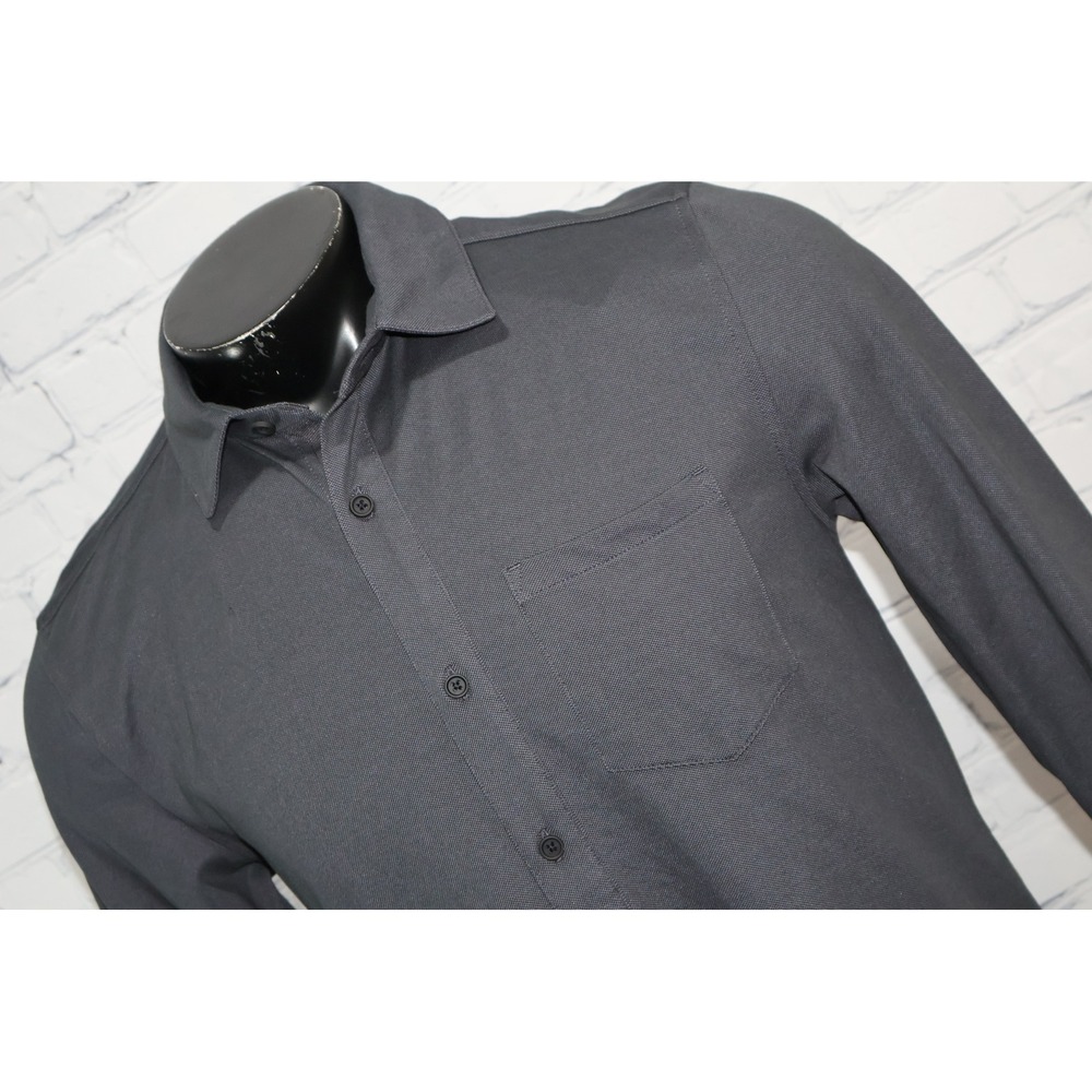 VRST Performance Dress Shirt Mens Small Gray Graphic Heather Stretch